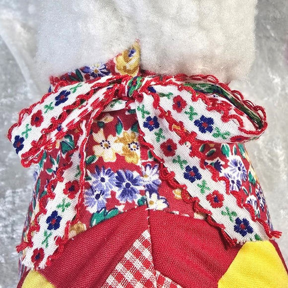 70s/80s VTG  Patchwork Quilted Stuffed Sheep Lamb Folk Art Primitive Decor 12" - Picture 9 of 11